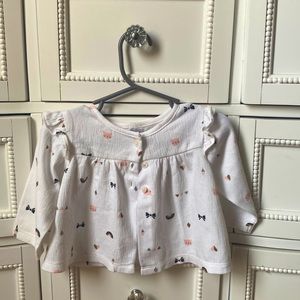 White Carters Cardigan Shirt, 3 buttons, cotton/linen